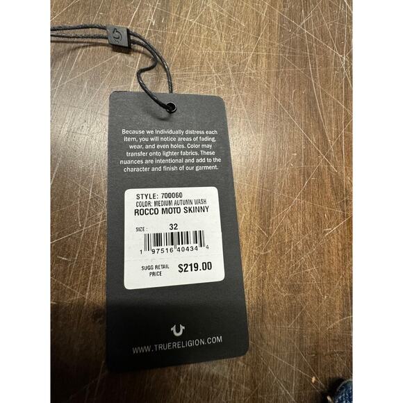 NWT!! True Religion Jeans, ROCCO Relaxed Skinny W32 x 32 Inseam - Picture 5 of 14